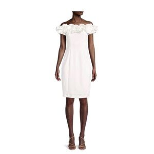 Calvin Klein Strapless White Dress off the shoulder ruffles